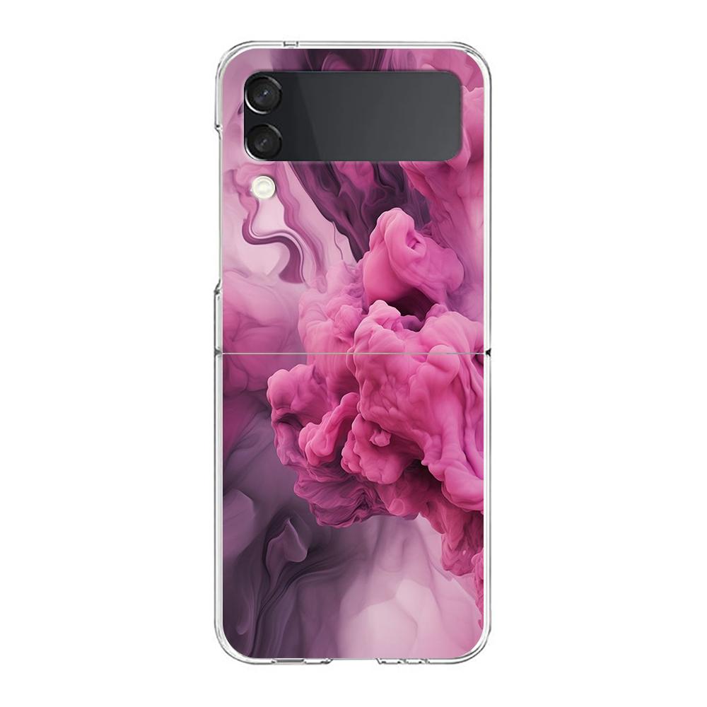 Floating Liquid candy mural Phone Case For Samsung Galaxy Z Flip 3 4 5 Hard Folding Clear PC For Samsung Z Flip 6 Back Cover