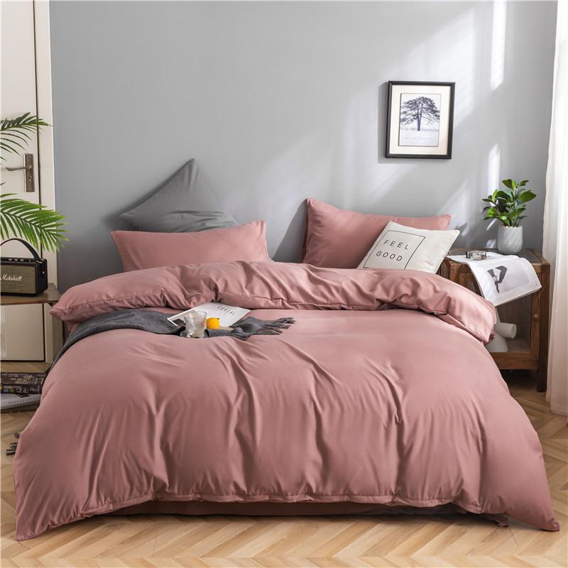 100% Cotton Bedding Set 3Pcs,Duvet Cover,Skin Friendly Breathable,2 Pillowcases,Twin Full Single Double Size,Solid Color
