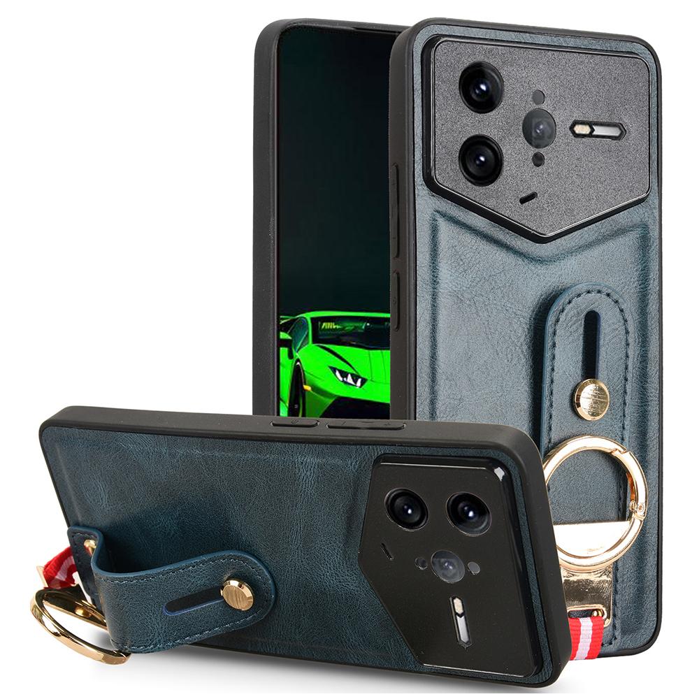 

For Xiaomi Poco F7 Ultra 5G/Redmi K80 Pro 5G Case Wristband Kickstand Leather+PC+TPU Phone Cover with Bottle Opener Blue