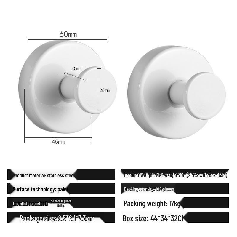 Traceless Stainless Steel Vacuum Suction Cup Hook for Kitchen & Bathroom