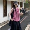 Retro Versatile Contrasting Color Plaid Sleeveless Vest for Women Summer New Sweet Loose Top