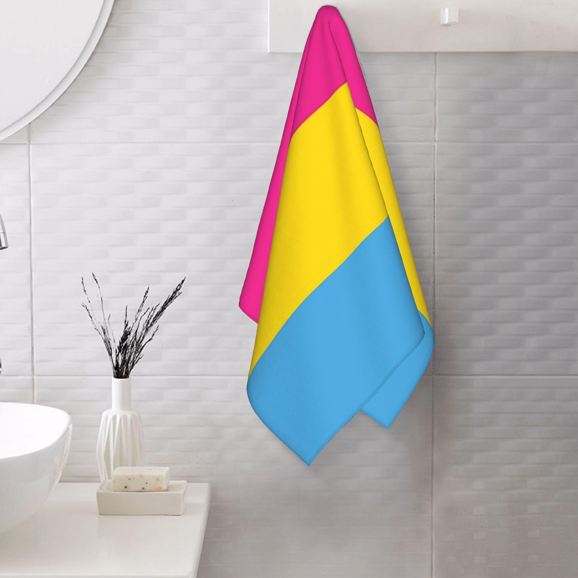 Ka Chen Muxi White Pansexual Pride Flag Soft Face Towel Quick Dry Pool Bath Cotton Towels Absorbent Quick
