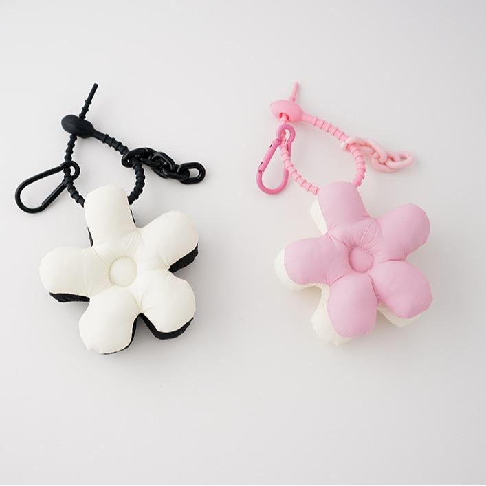 Pingente de Flor da Moda: Chaveiro de Nó de Corda Vermelho Rosa Fofo Dupla Face para Bolsas, Mochilas e Carros