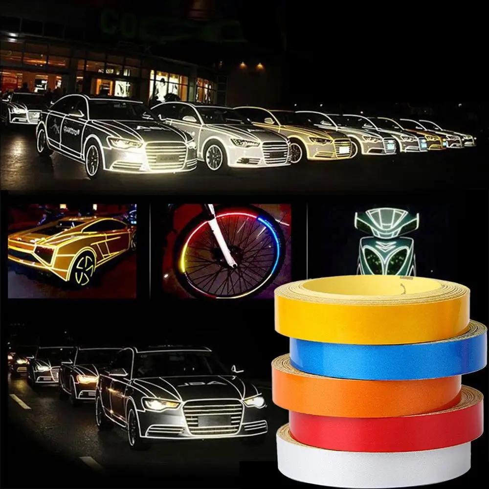 1 Roll 5m Car Reflective Tape Sticker Safety Mark Car Styling Self Adhesive Warning Tape Motorcycle Bicycle Film Decoration Tool
