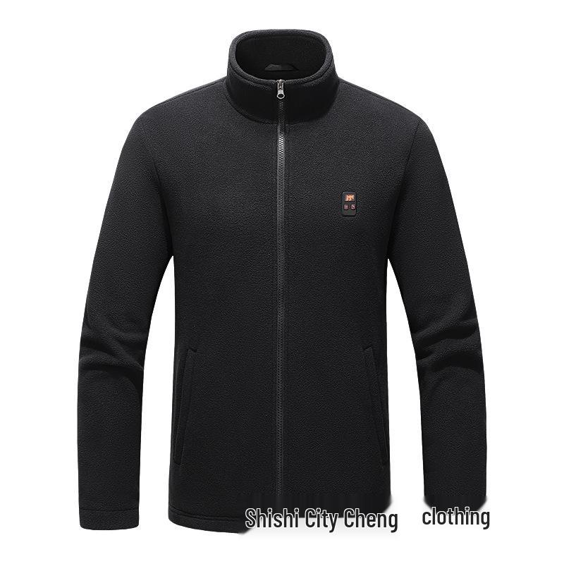 Men s Autumn/Winter Loose Fit Fleece Baseball Jacket - Zipper, Stand Collar, Plus Size. M