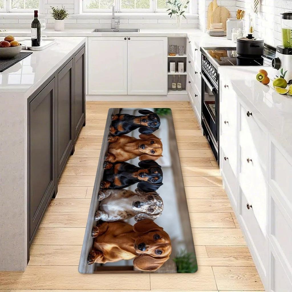 Cute Dachshund Dogs Printed Runner Rug, Soft Floor Mat for Living Room Bedroom Hallway, Pet Themed Home Decor Carpet