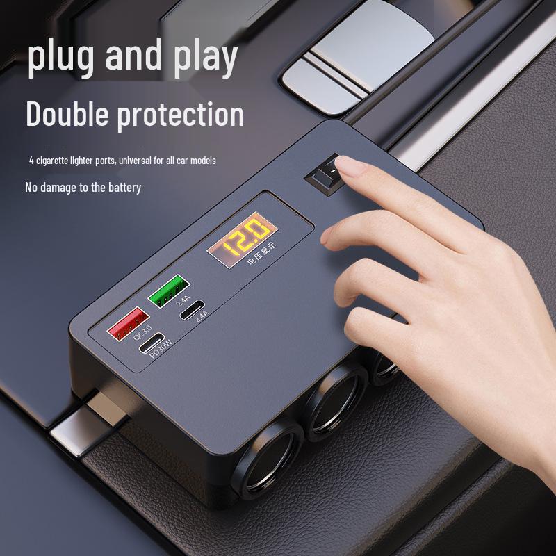 2025 Universal Car & Truck Cigarette Lighter Adapter with Voltage Display, 1 To 4 Ports, 12V/24V.