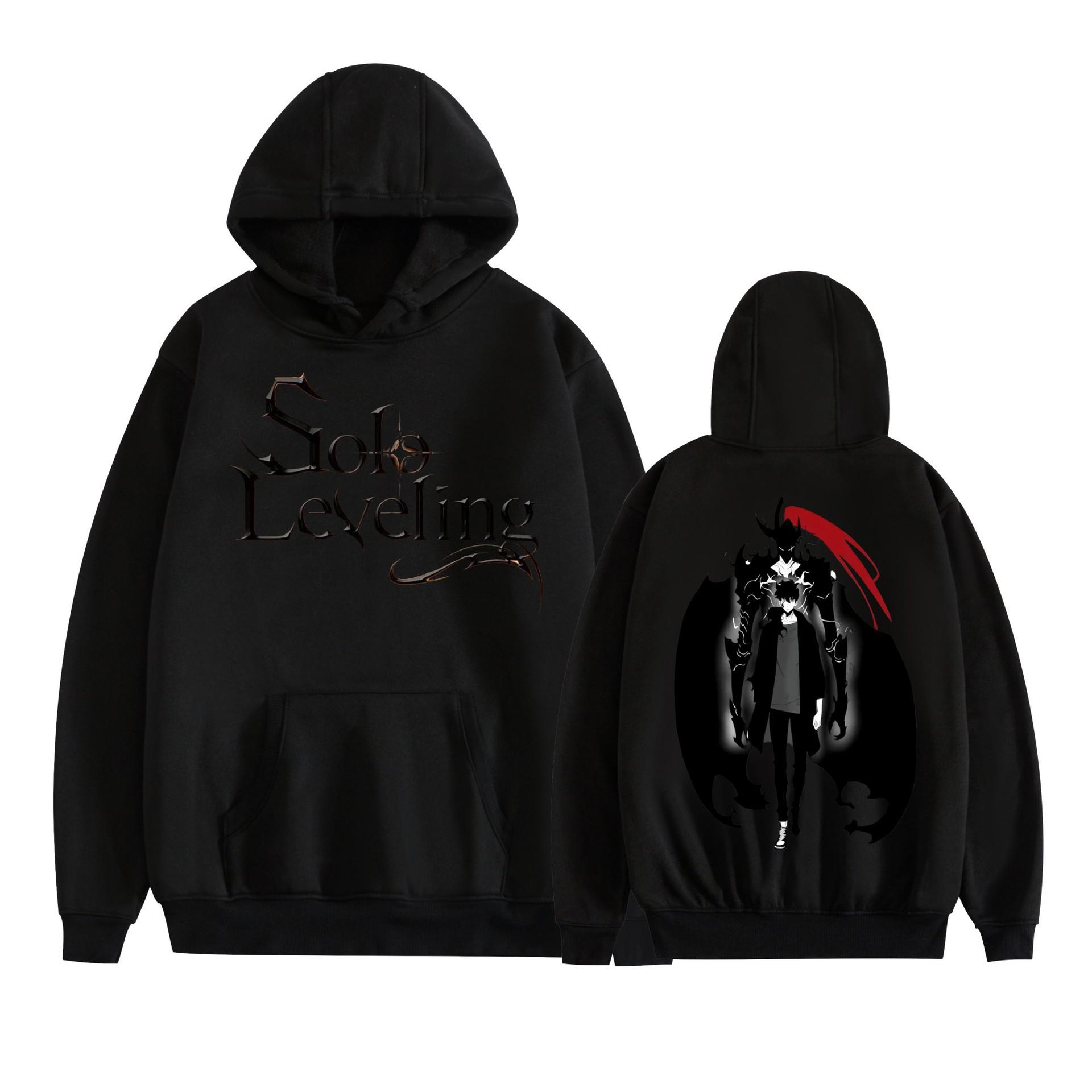 

Unisex Solo Leveling Hoodie Sweatshirt Cartoon Printed Streetwear Hoodies for Couples Men Women XS чёрный