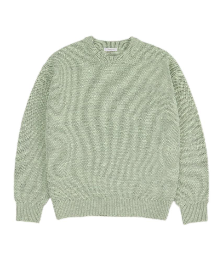 DRAW FIT Oversized Mixed Pullover Knit [Sage Green]