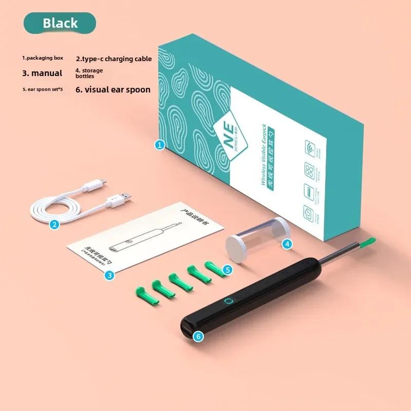 Smart Visual Ear Cleaner with Camera 1296P Ear Sticks USB C Charging Ear Wax Removal Tool WIFI Connection 6 LED Lights Earpick