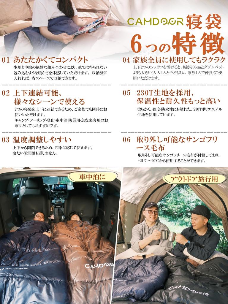 Sleeping Bag for Winter CAMDOOR Sleeping Bag for Winter Blanket 2 Pieces Can Be Sleeping Envelope 320T Water 6 In 1 Comfortable Temperature Heat