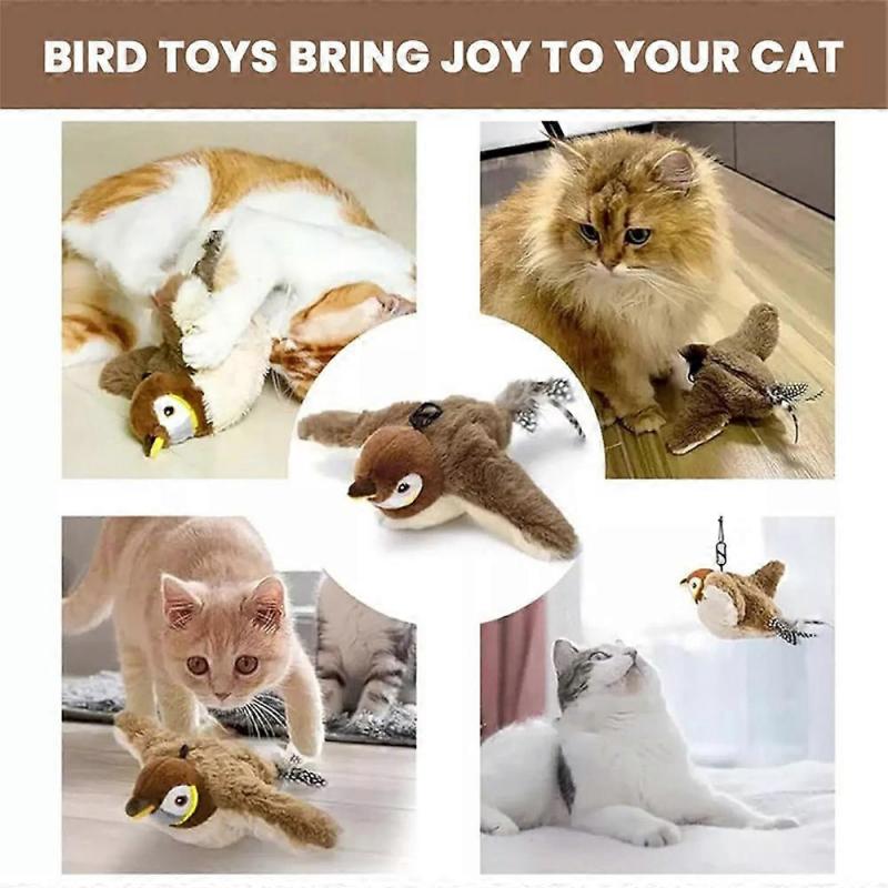  Electronic Interactive Flying Bird Cat Toy Hanging Pet Flapping Sparrow Flappy Perry Bird Cat Toy, Interactive Cat Toy