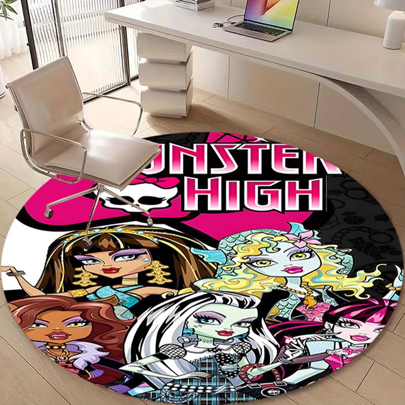 1pc Monster High Draculaura2 Design Printed Area Round Carpet for Bedroom Living Room Home Decor Rugs Mat Non Slip Mat Rug for Bedside