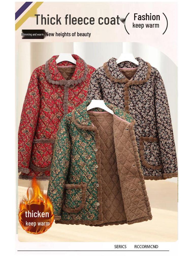 2025 Neue florale Samt-Baumwolljacke für Damen - Gemütliche, stilvolle Oberbekleidung für Senioren