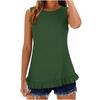 Women's Sleeveless Button Down Shirt Casual Summer Blouse Loose Fit Round Neck Ruffle Hem Lightweight Top