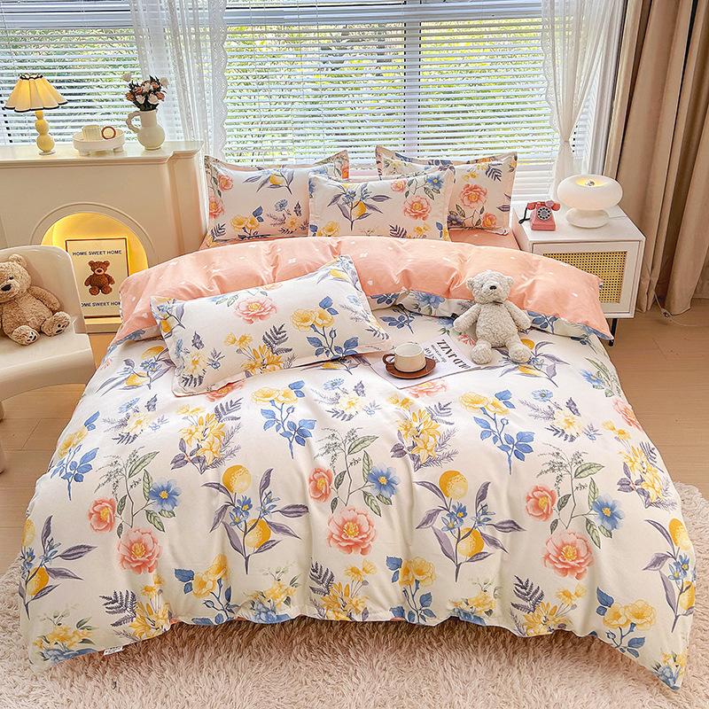 Fresh and Pastoral Style of Plants and Flowers, Dormitory Home Three-piece Set, Four-piece Set, Silky Soft and Delicate Bedding