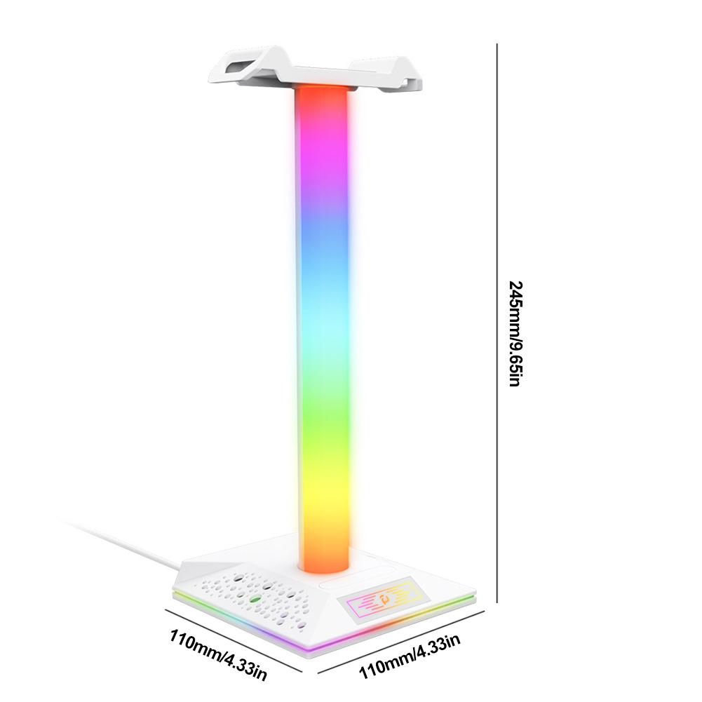 RGB Headset Stand Dream color Lights with Type-c USB Ports Headphone Holder for TV Desktop Gamers Gaming PC Accessories Desk