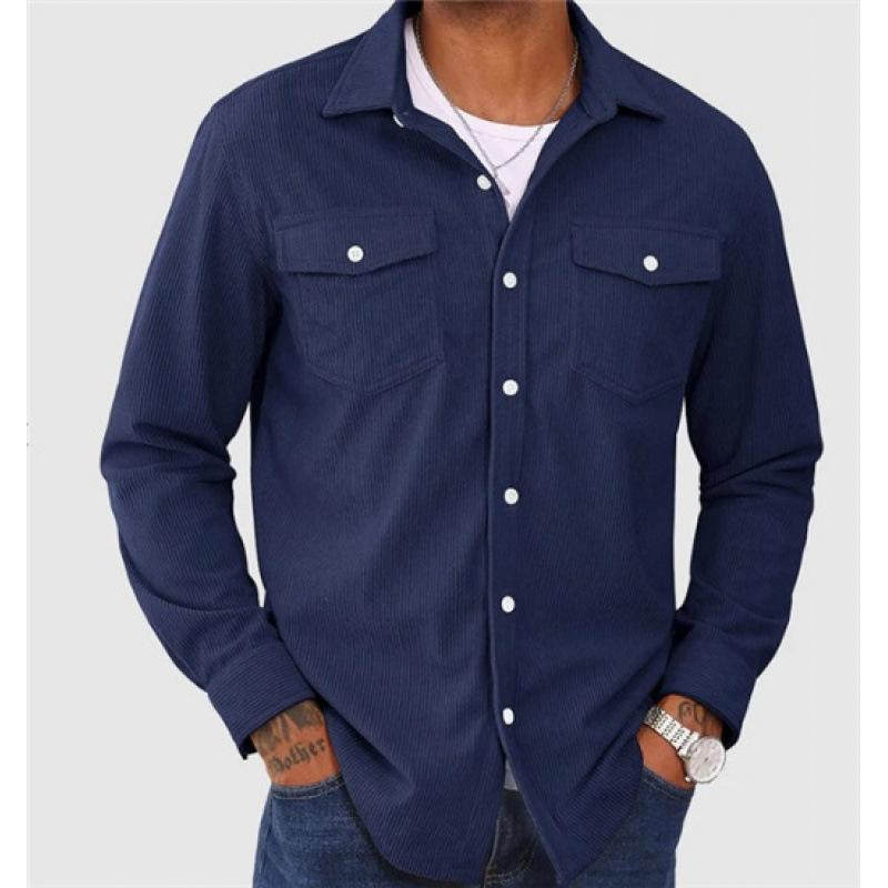 Men S Corduroy Workwear Long Sleeve Shirt Casual Outerwear