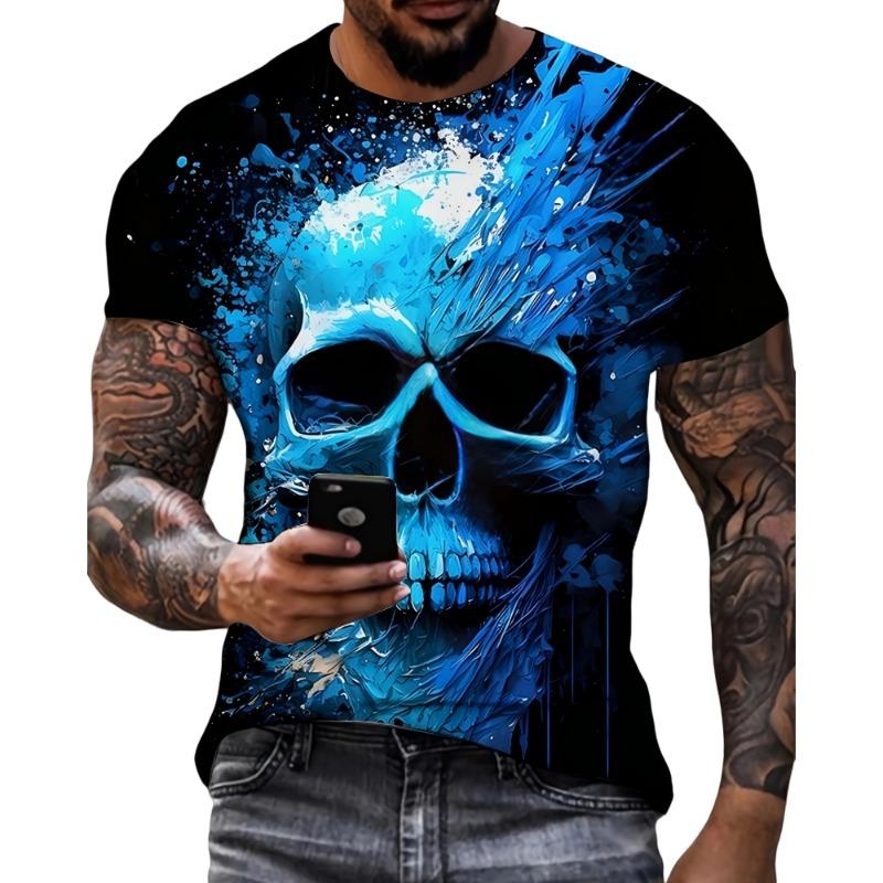 Vintage Ethnic Style Pattern Printed Men's T-Shirt Outdoor Casual Round Neck Short-Sleeved Tops Street Male Oversized Clothing