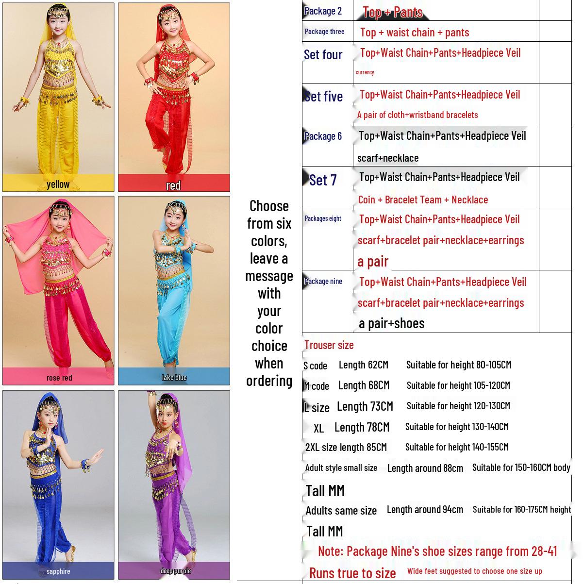 

YX Children s Indian and Xinjiang Dance Costumes: Girls Belly Dance and Toddler Ethnic Performance Outfits L - Fits 120-130CM
