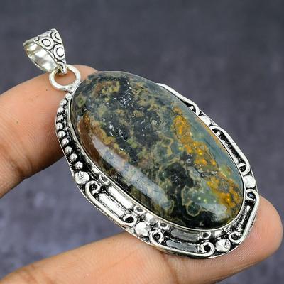 Natural Bloodstone Gemstone 925 Steling Silver Jewelry Pendant 2.36" n8B80