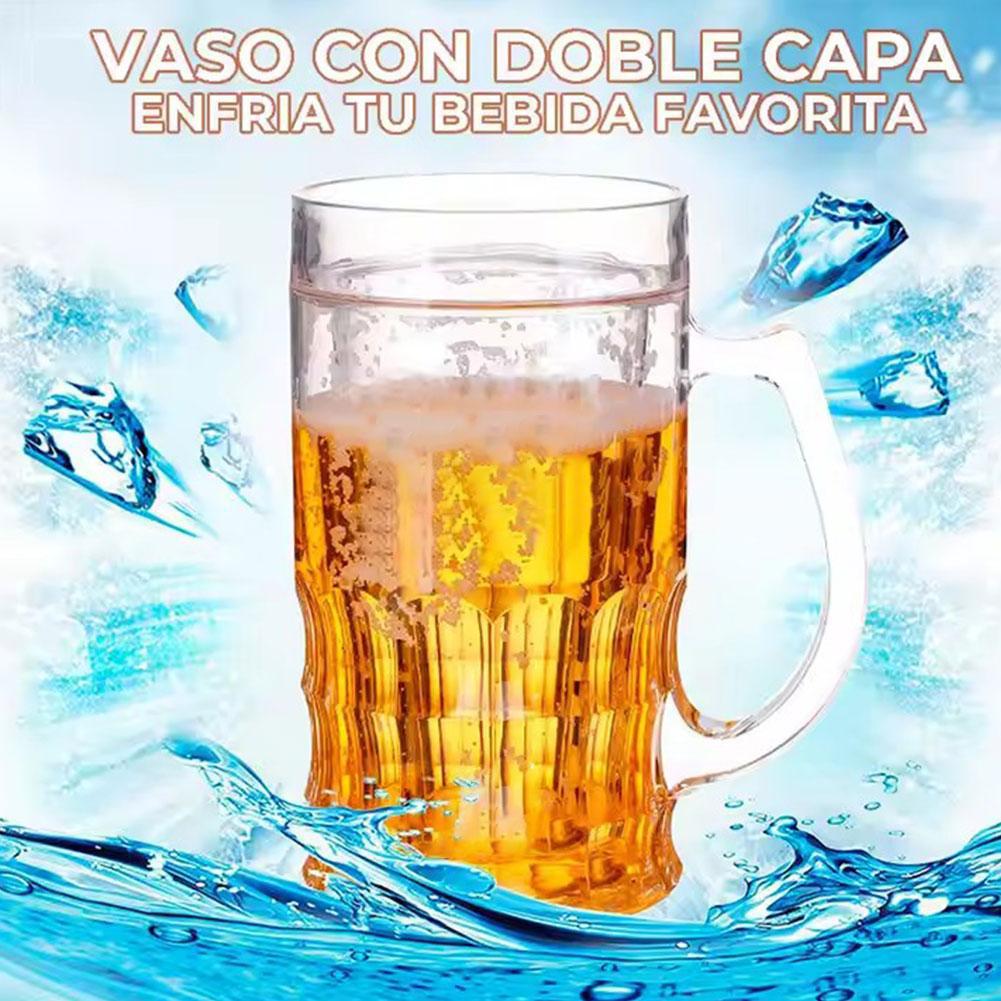 400ml Creative Cool Double Beer Glass Mezzanine Summer Fake Thickened Cup With Handgrip Transparent Beer Mugs Trick Props