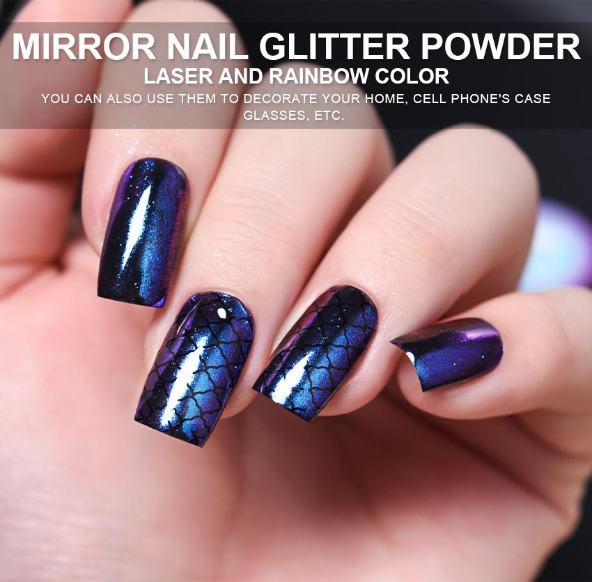 kads 1g/Box Gold Sliver Nail Glitter Powder Mirror Shining Nail Art DIY Chrome Pigment Glitters Chrome Pigment Powder Dust Nails