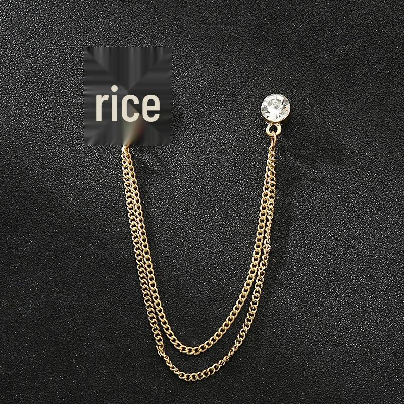 Herrenanzug-Reversnadel-Set im koreanischen Stil mit Kronenbrosche, Kette und Stern-Korsage