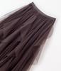 2023 Women's Irregular A-Line Pleated Gauze Skirt with Tassels