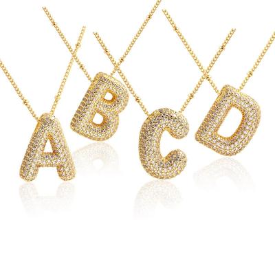 26 English Letter Gold-Plated Zircon Pendant Necklace