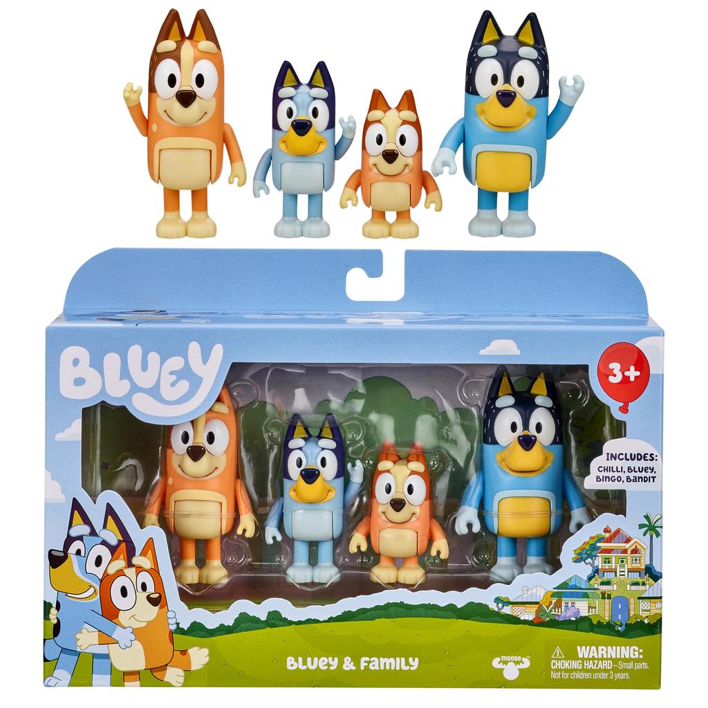 Bluey inch Posable Figure with Bluey Bingo 2.5-3 4-Pack