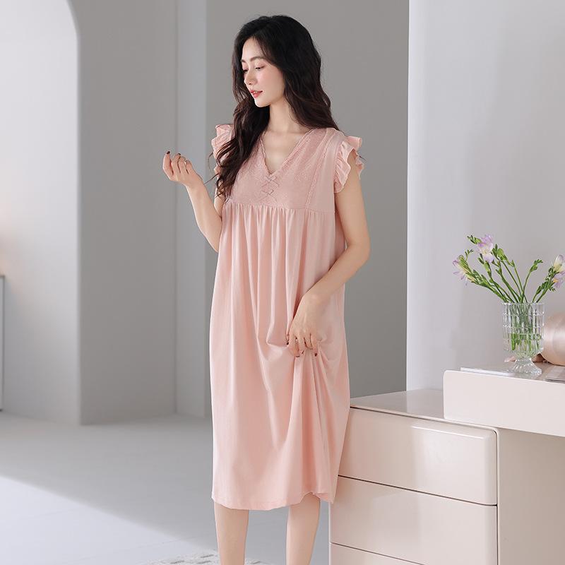 Pajamas Women's Summer Cotton Short Sleeve Long Pajamas Thin Summer Sleeveless Vest Summer Women's Loungewear Skirt