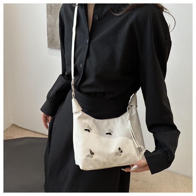 Korean Style Butterfly Clasp Faux Leather Shoulder Bag Commuter Crossbody Pouch CLE