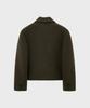 Noirer Heavy Wool Striped Crop Jacket (Brown Stripe)