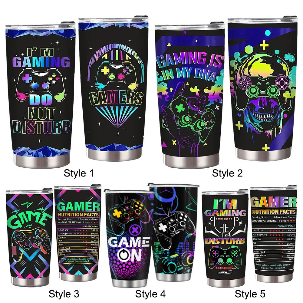 20oz Stainless Steel Gaming Mug with Lid Gamer Tumbler Cup Travel Mug for Teen Boy Son Dad Birthday Christmas Present