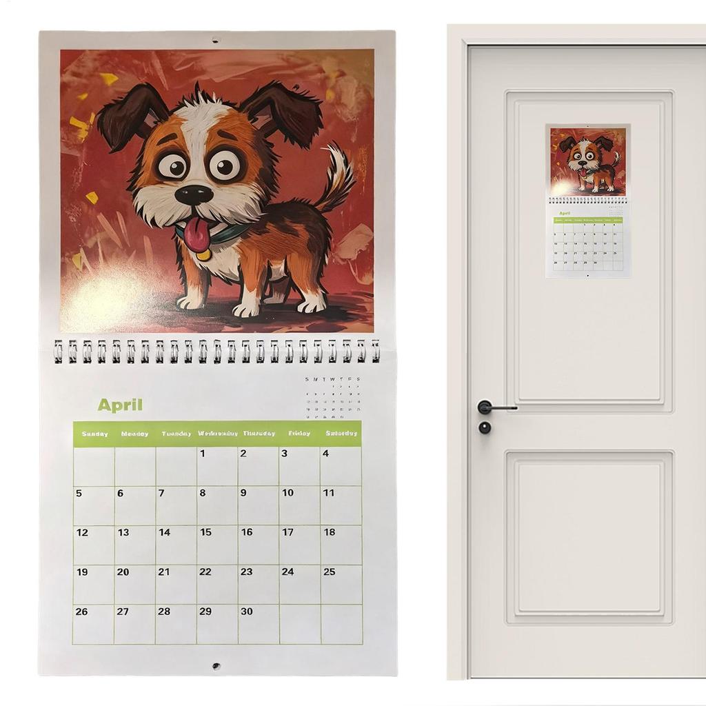 2026 Dog Calendar Cute Cartoon Puppy 12 Month Wall Planner for Home Office Desk, Unique Gift for Dog Lovers, Kids, School Decor