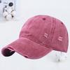 Hole Washed Cotton Baseball Cap Men's Old Visor Hat Retro Soft Top Cap