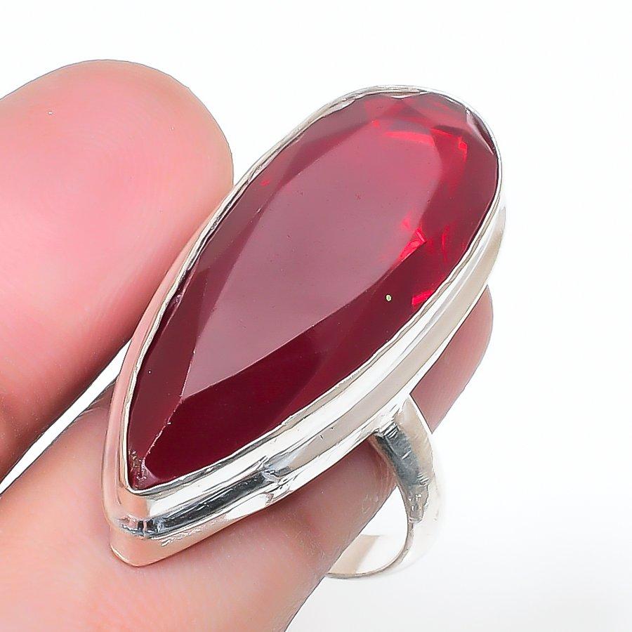 Natural Garnet Gemstone Handmade 925 Sterling Silver Jewelry Ring Size 7 AR-16925