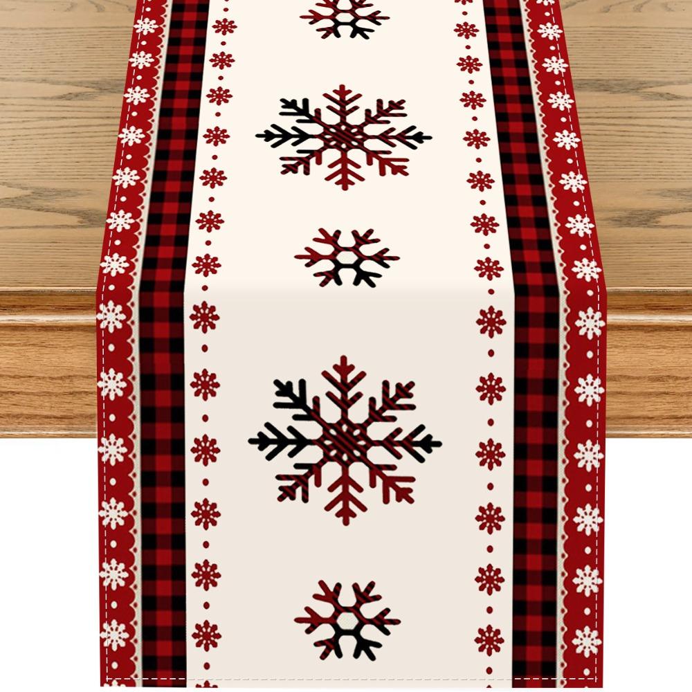Christmas Snowman Table Runner Linen Home Dining Room Decor Festive Holiday Tablecloth for Living Room