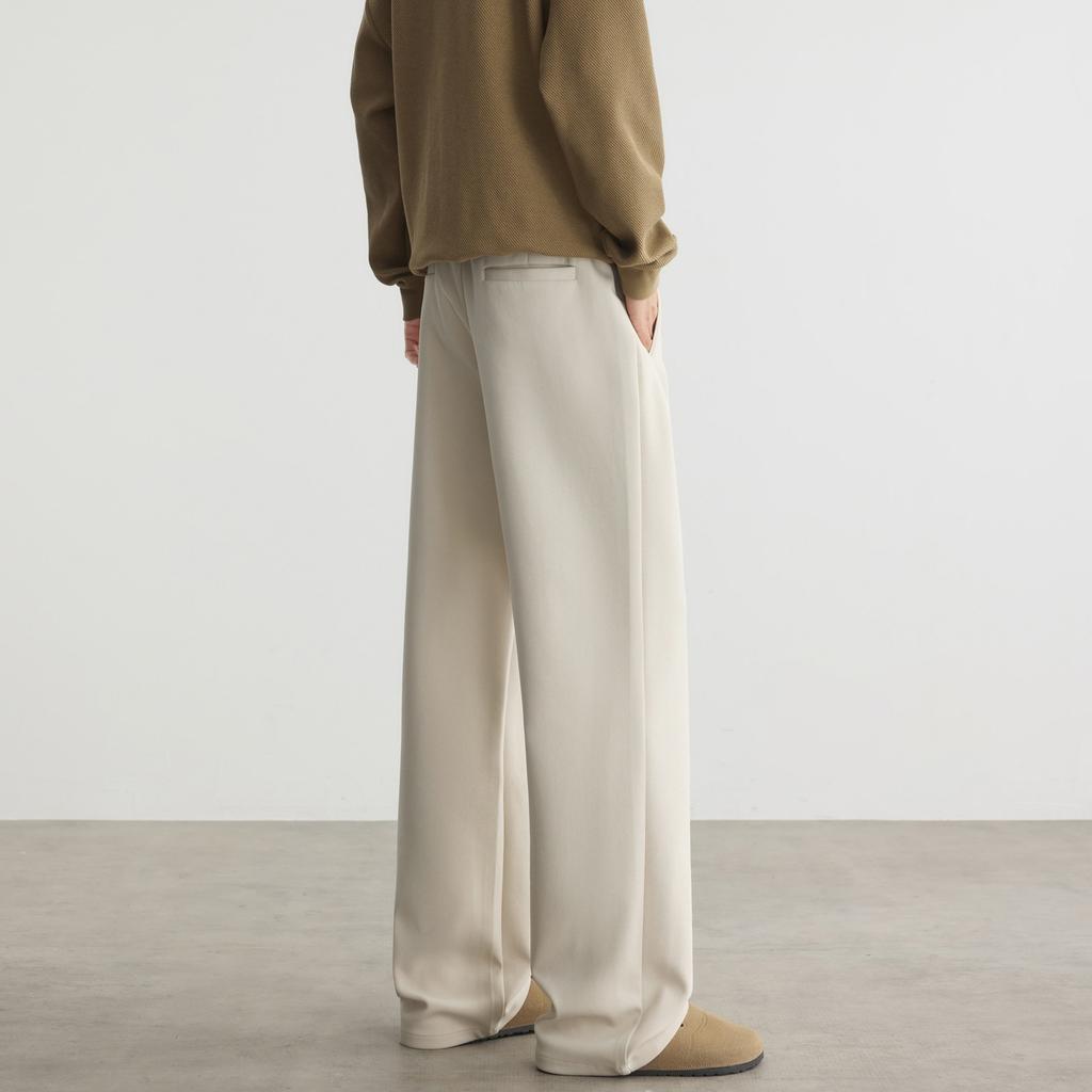 Autumn and Winter Old Money Drape Wide-leg Pants Men's Loose Straight Casual Pants Beige Trousers Comfortable Versatile Trousers