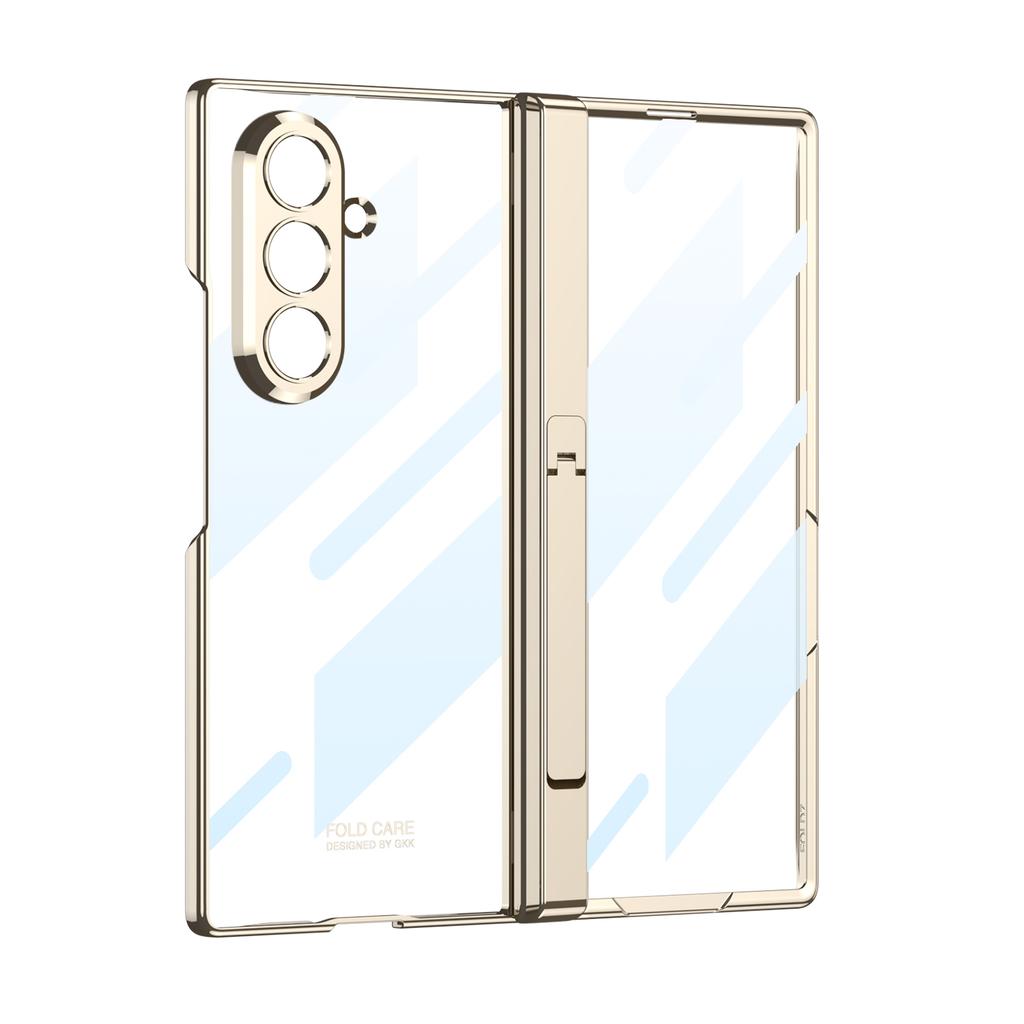 Magnetisches Klappständer-Case für Samsung Galaxy Z Fold 7 6 5 Außendisplay Glas Beschichtung Transparentes Hartschalen-Cover für Galaxy Z Fold7 Case