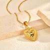 Vintage Gold Stainless Steel Three-Dimensional Relief Design Heart-Shaped Wind Pendant Necklace, Niche Women'S Accessories 2273