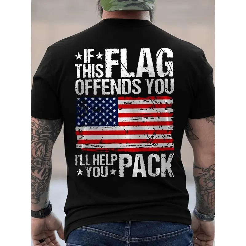 American Flag T-Shirt Patriotic Distressed Cotton Graphic Tee Black S разноцветный