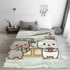 BuBu DuDu Baby-Panda-Bär-Decken, Mochi-Milch-Pfirsich-Goma-Paar-Flanell, lustige Überwurfdecke für Zuhause, Restaurant, Textildekoration