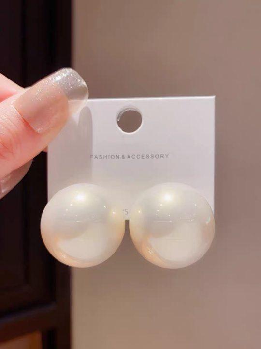 Real gold electroplated silver needle oval pearl earrings winter retro versatile stud earrings fashion high-end earrings women