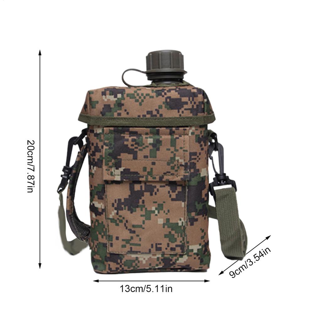 2L Outdoor-Wasserflasche - Camo Survival-Feldflasche mit Tragegurt für Wandern, Camping & Outdoor-Sport, Auslaufsichere tragbare Trinkflasche