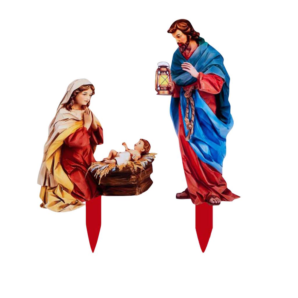 Nativity Yard Stakes Christmas Garden Stakes Acrylic Flat Ornaments for Outdoor Garden Yard