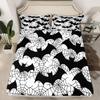 Gothic Spooky Bedding Set Pumpkin Lantern Cute Halloween Bed Sheets for Kids Boys Teens,Ghost Spiderwebs Fitted Sheet Black Cat Cobwebs Bats