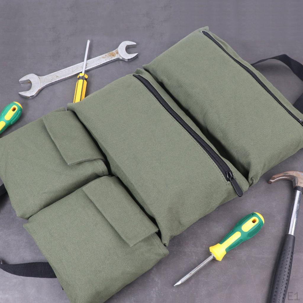 Multi-Purpose Wrench Roll Bag Canvas Hanging Pouch Tote Carrier Bag, Easy to Carry