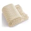 Inyahome Soft Cozy Decorative Woven Throw Nordic Blanket with Tassels 3D Diamond Textured Lightweight Farmhouse Decor Plaid
